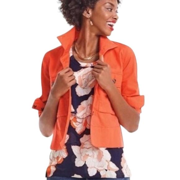 NWOT CAbi Resort Jacket Swing Style High Low Oversized in Tiger Lily Orange - Picture 2 of 14